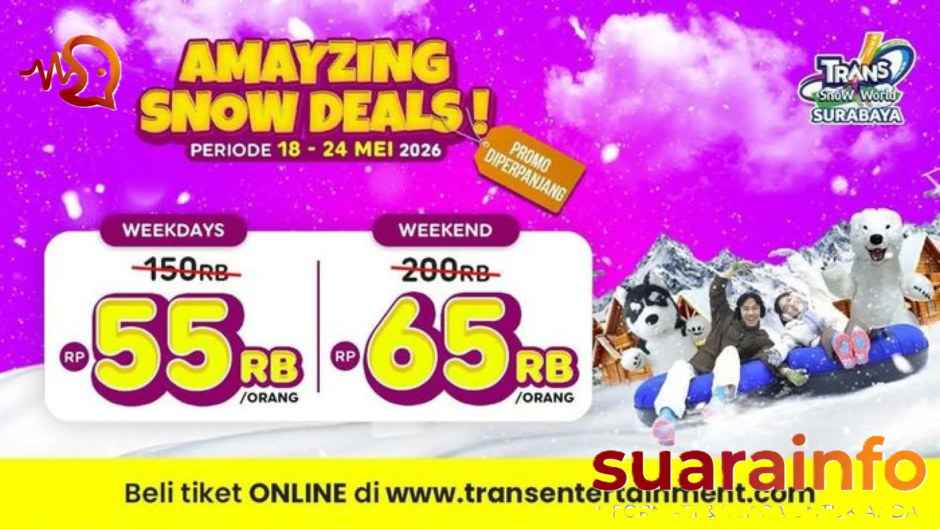 Promo Amayzing Deals: Sensasi Salju Trans Snow World Surabaya Cuma 50 Ribu, Cek Jadwal dan Cara Belinya!