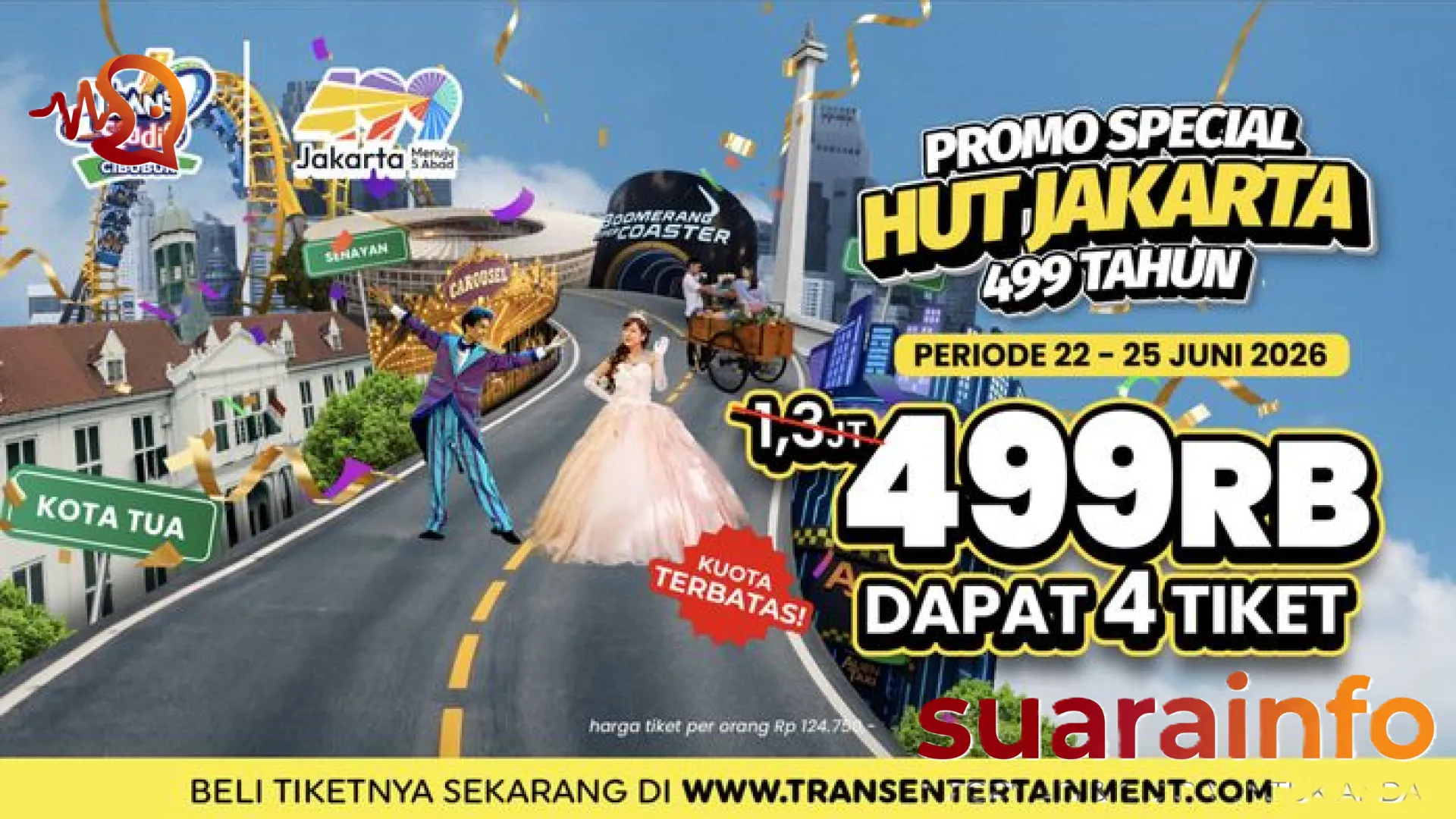 Rayakan HUT Jakarta ke-499: Trans Studio Cibubur Tawarkan Paket Super Hemat 4 Tiket Cuma Rp 499 Ribu!